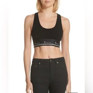 T by Alexander Wang Compact Rib Cutout Crop Top Medium Black